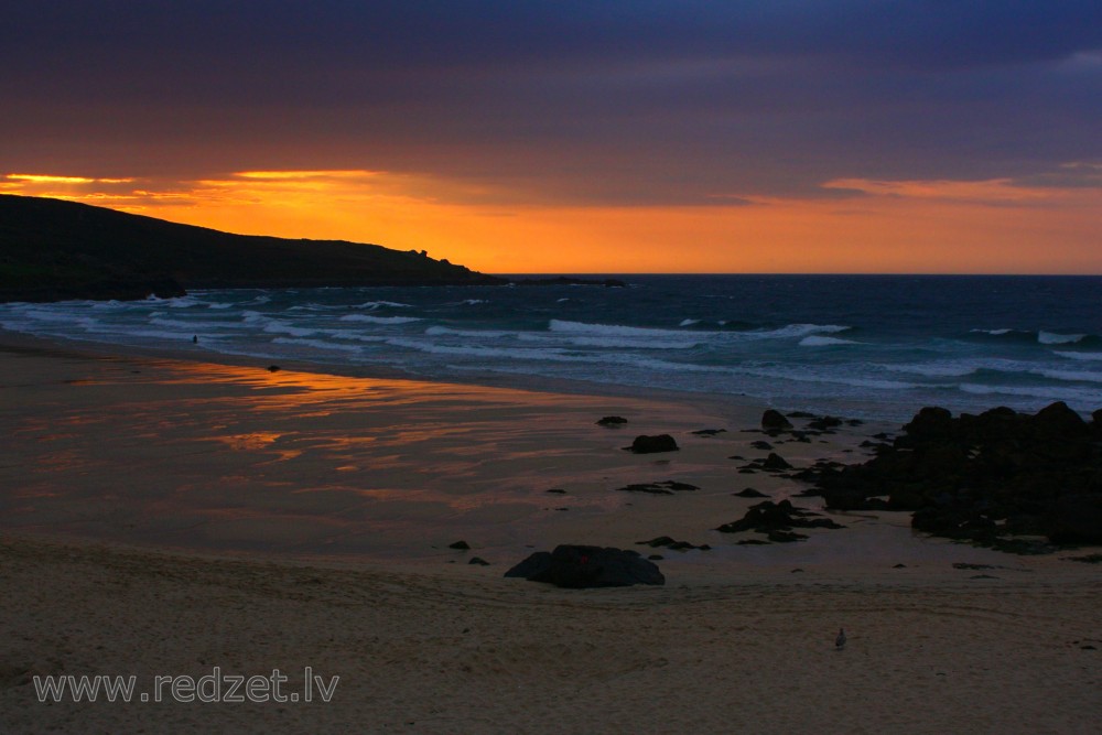 St. Ives Beach at Sunset