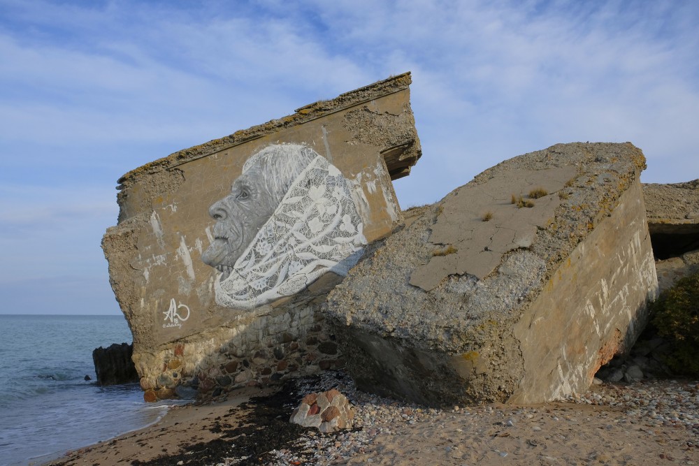 Old Woman Face Graffiti On A Northern Fort Building