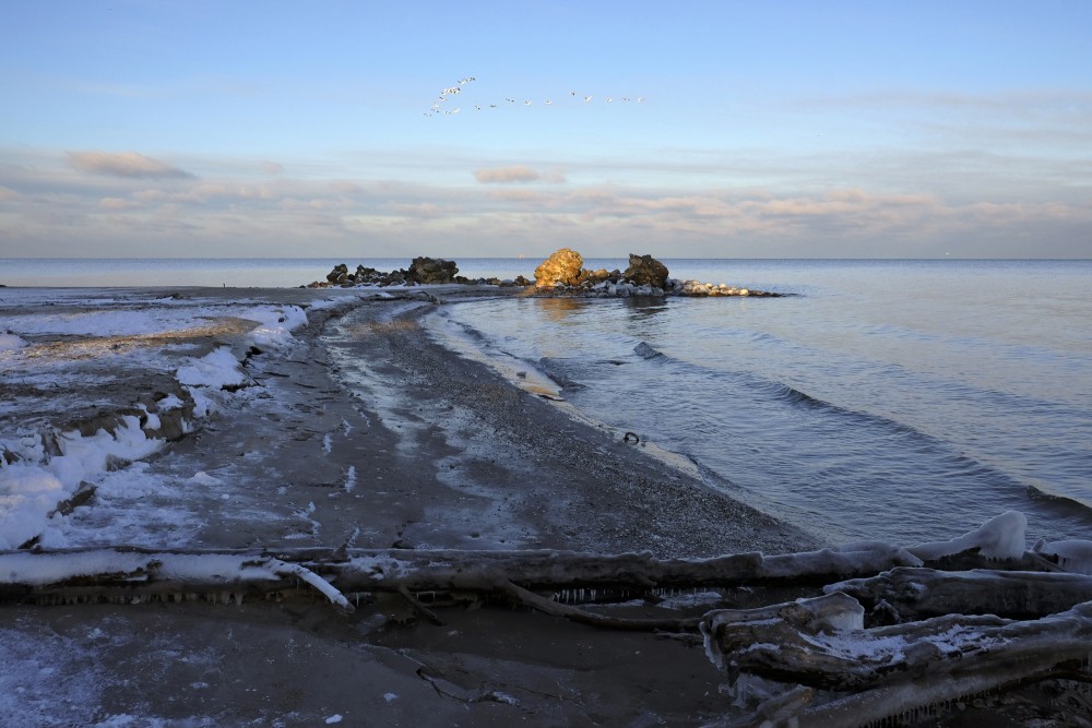 Old Kolka Lighthouse Ruins in Winter