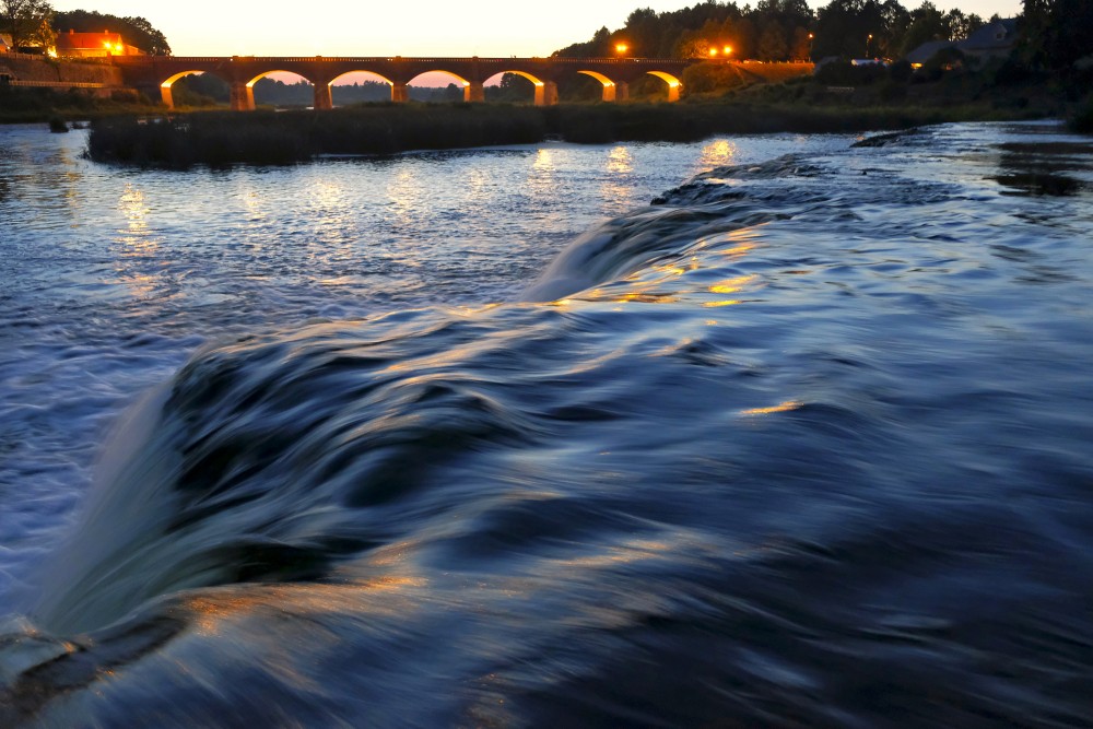 Kuldīga Brick Bridge and Venta Rapid at Night
