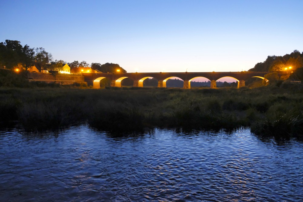 Kuldīga Brick Bridge at Night