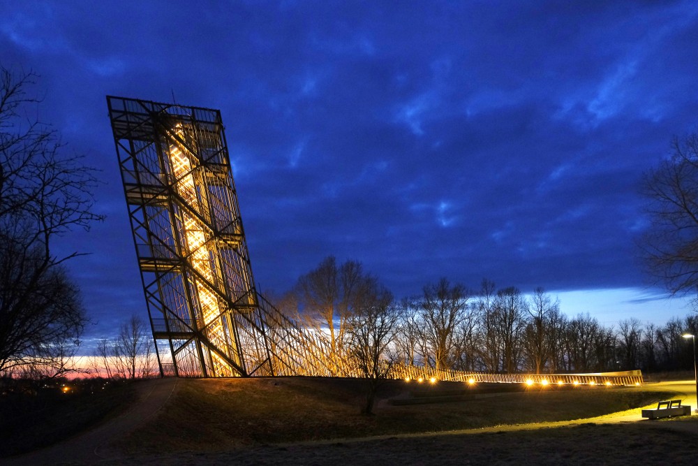 Illuminated Kuldīga View Tower