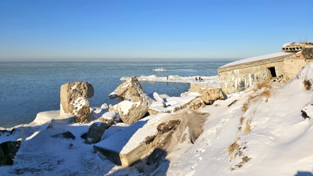 Liepaja northern forts in winter by the Baltic Sea