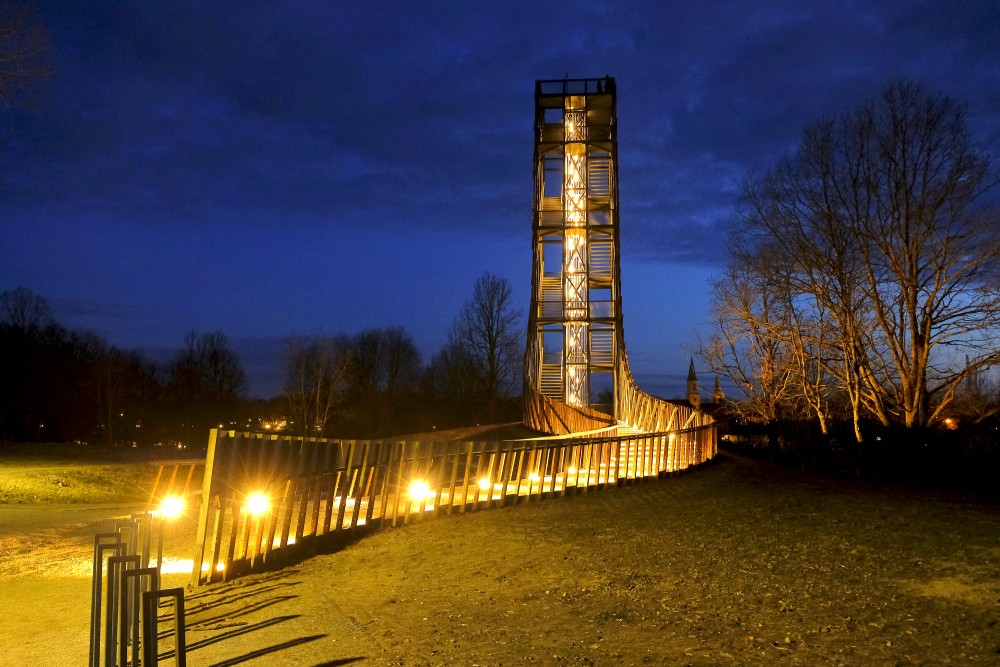 Illuminated Kuldīga View Tower