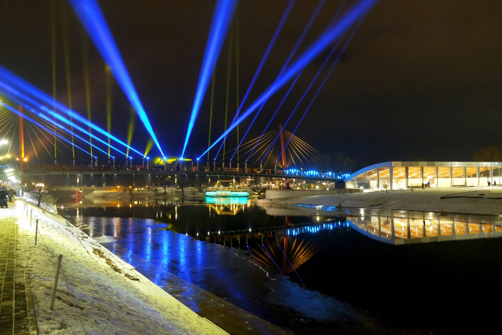 Mītavas tilts naktī, Ledus skulptūru festivāls 2023