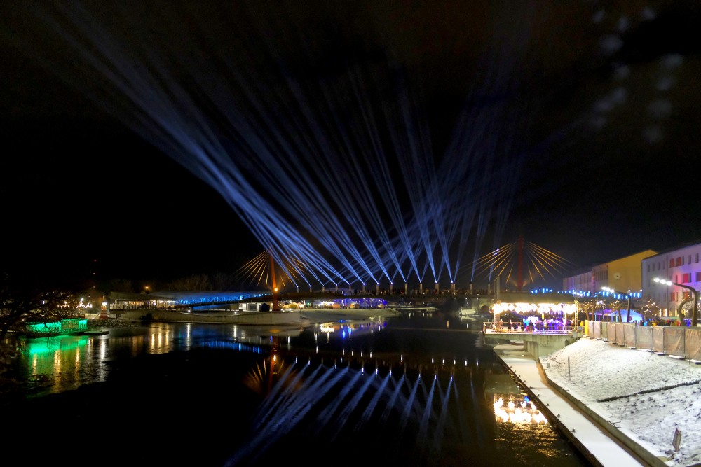 Mītavas tilts naktī, Ledus skulptūru festivāls 2023