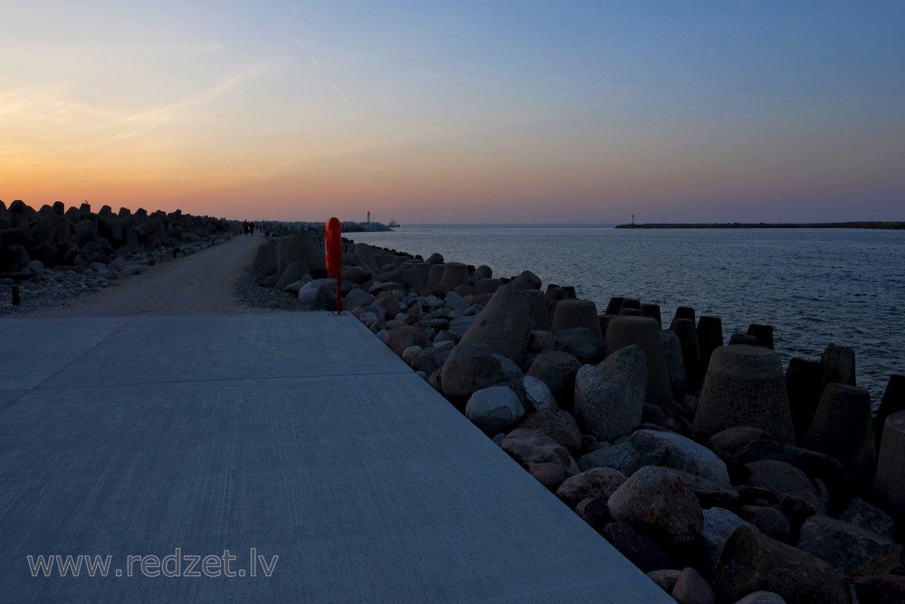 Sea Gates of the Port of Ventspils in Sunset