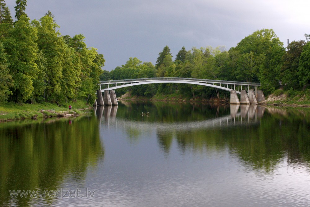 Arched Pedestrian Bridge over the Ogre River