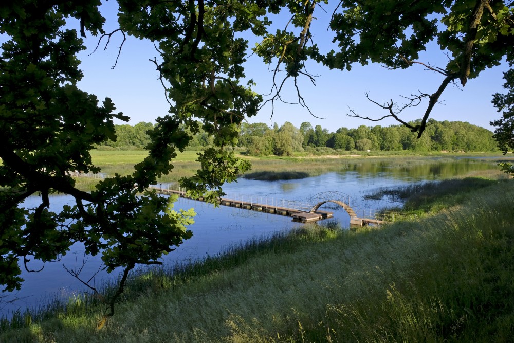 Pedestrian Bridge Over Lielupe Near Mežotne Castle