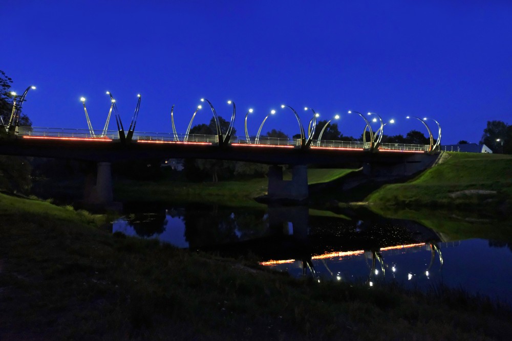 Valmiera Bridge over Gauja at Night