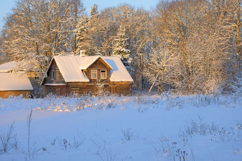 Wooden house in Winter