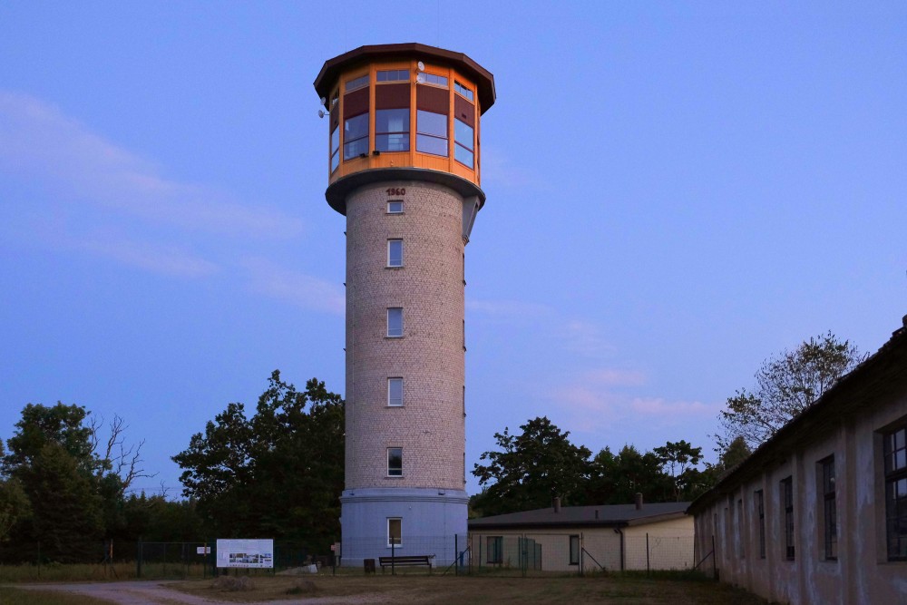 Aizpute Water Tower at Night