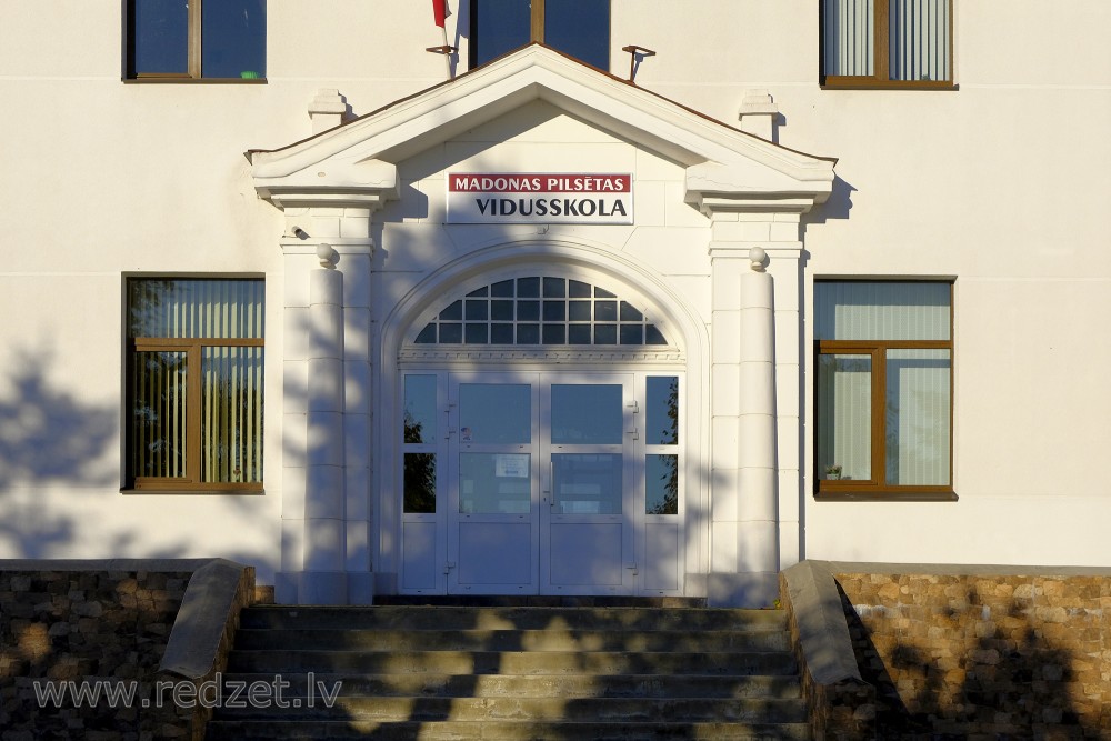 The Portal of School building in Madona