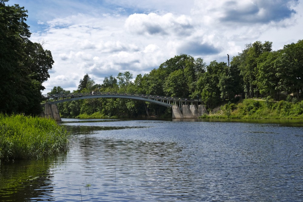 Arched Pedestrian Bridge over the Ogre River