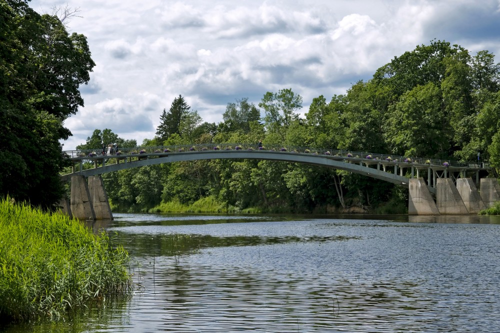 Arched Pedestrian Bridge over the Ogre River