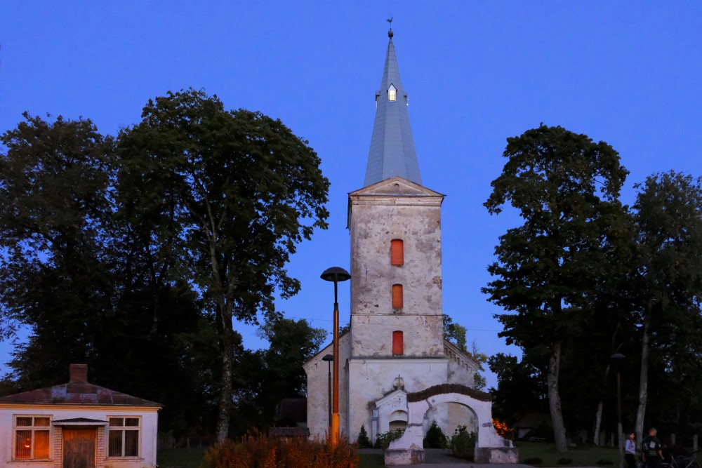 Dundaga Lutheran Church at Night