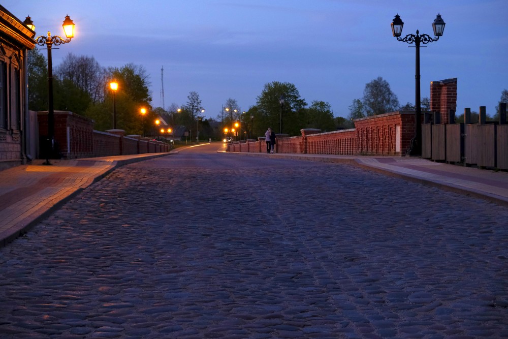 Brick Bridge across the Venta River at Night