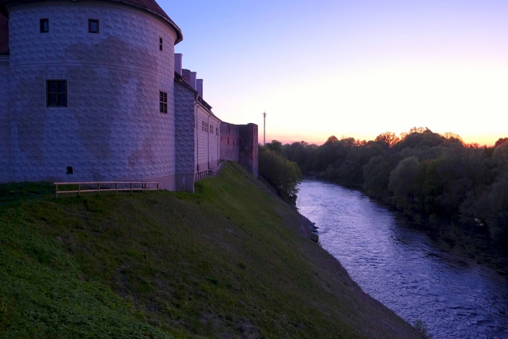 Bauska Castle at Night, Mēmele River