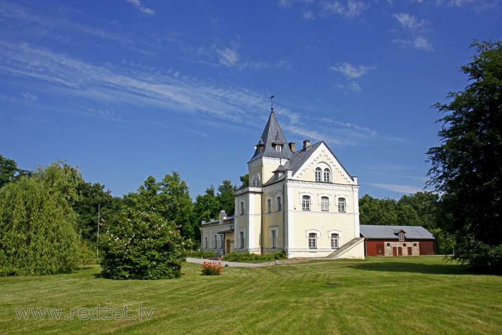 Dole Manor house and park in Salaspils municipality on a sunny summer day