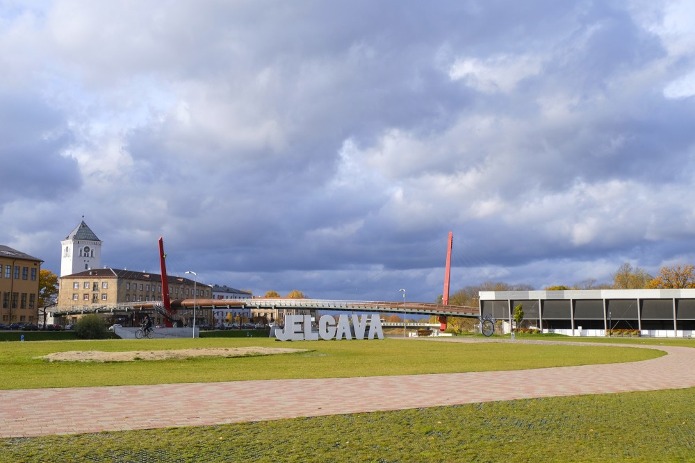 View of Mītava Bridge from Pasta Island