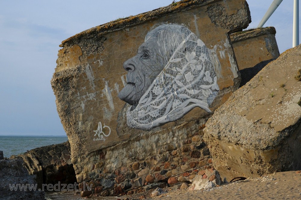 Old Woman Face Graffiti On A Northern Fort Building
