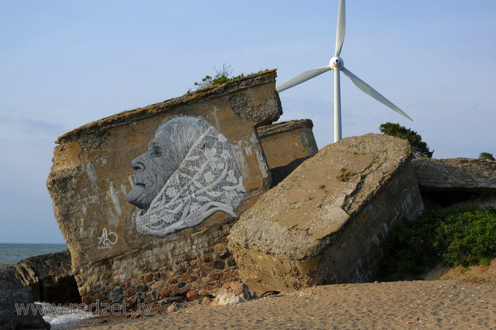 Old Woman Face Graffiti On A Northern Fort Building