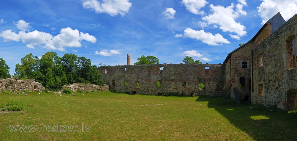 Aizpute Livonian Order Castle Ruins Panorama