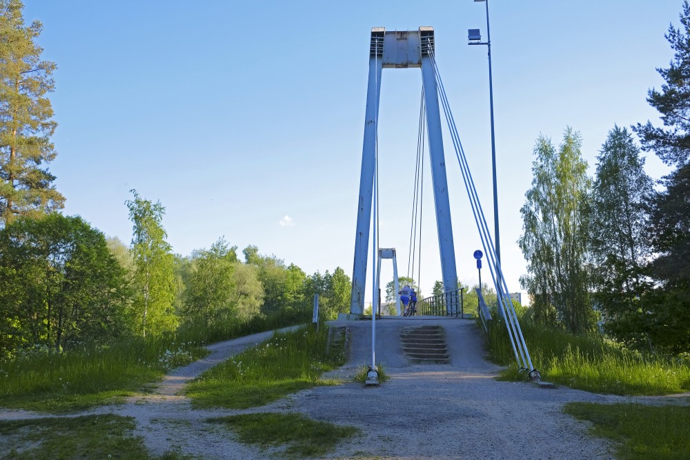 Pedestrian Cable Bridge Over The Gauja In Valmiera