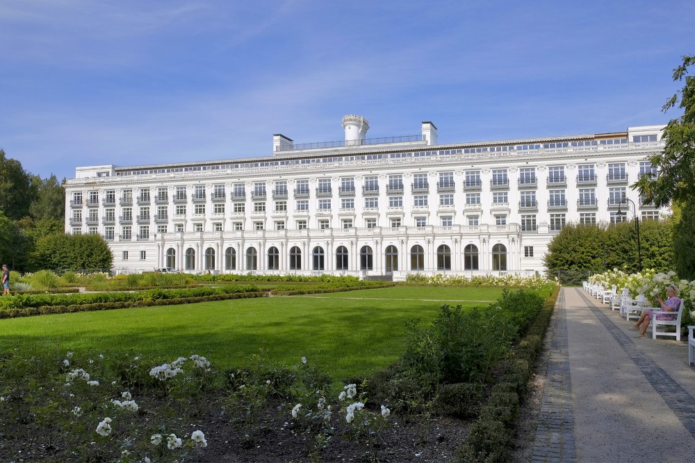 Facade of Ķemeri Hotel in Ķemeri Resort Park