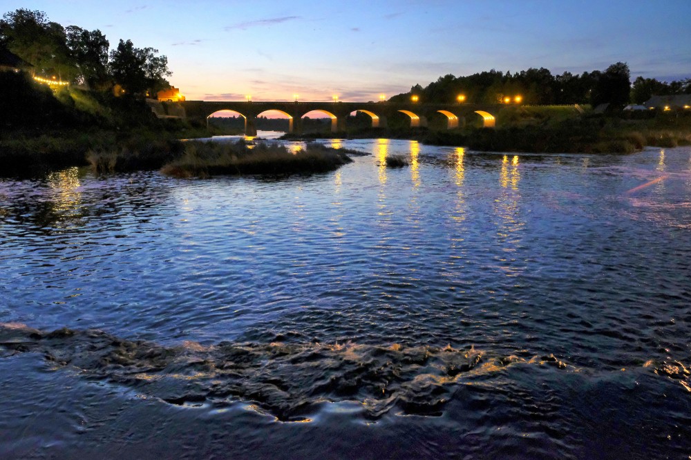 Brick Bridge across the Venta River at Night