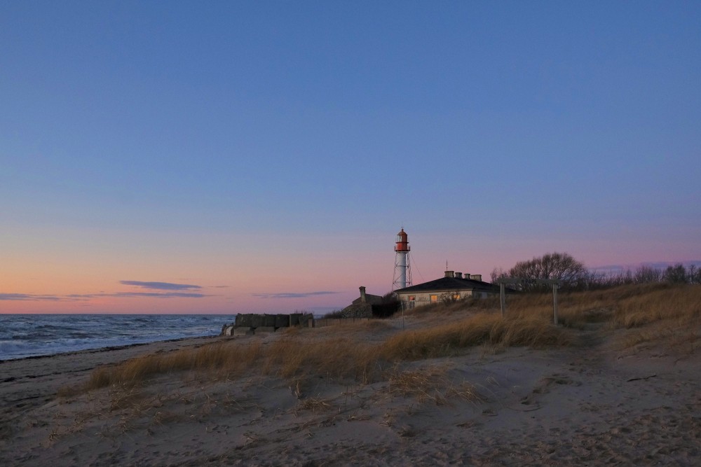 Pape Lighthouse After Sunset