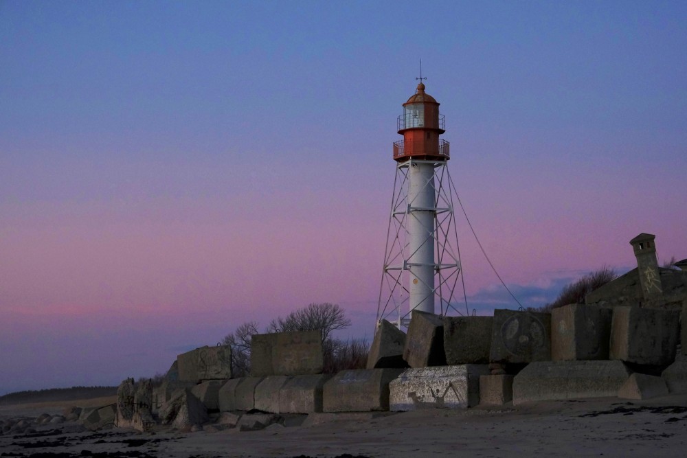 Pape Lighthouse After Sunset