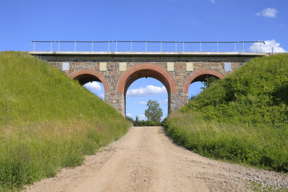 View of the Kretinga (Bajorai) railway viaduct from the road View of the Kretinga (Bajorai) railway viaduct from the road