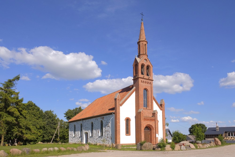 Side angle view of Kretingale Lutheran Church