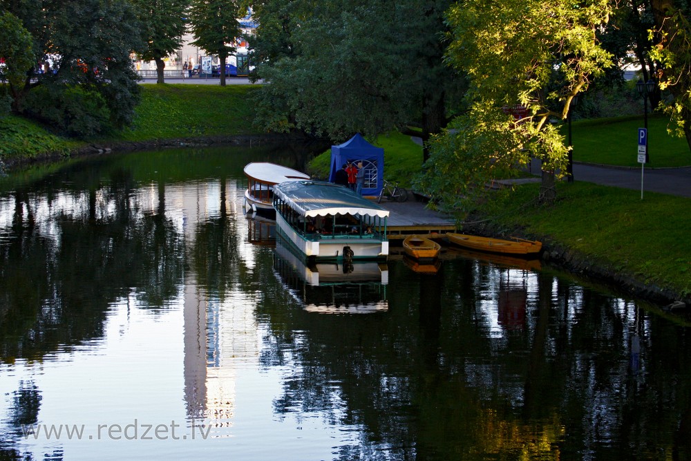 Motorboats in the Canal of Riga