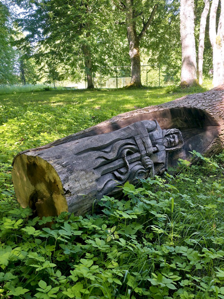 The wooden sculpture has served its life