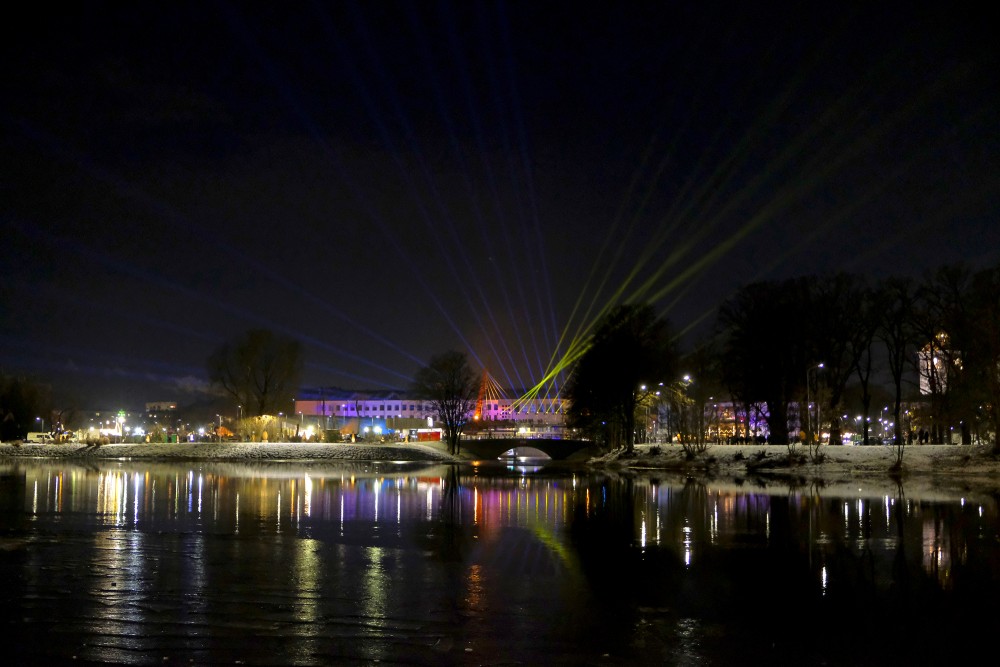 View of the Post Island in Jelgava at Night