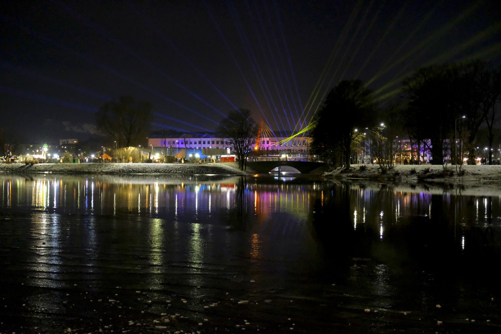 View of the Post Island in Jelgava at Night