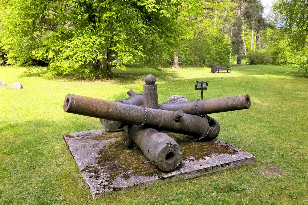 Coastal artillery cannons at the Daugava Museum open-air exhibition