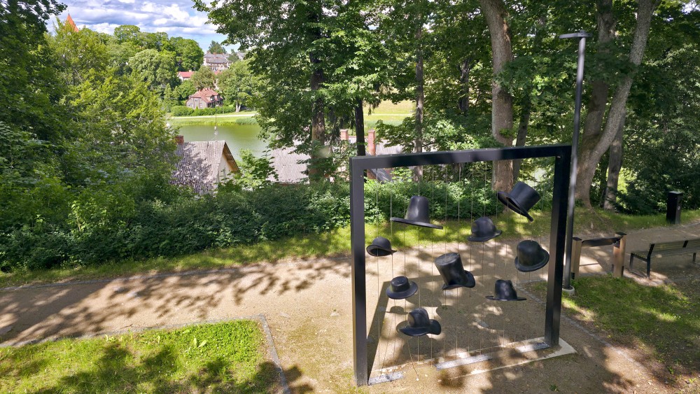 View of the Hats installation and Talsi town landscape