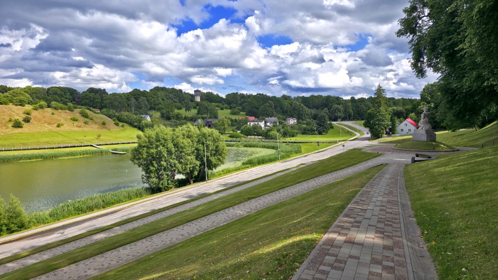 View of Talsi lake, Talsi hillfort and Kokletajs monument