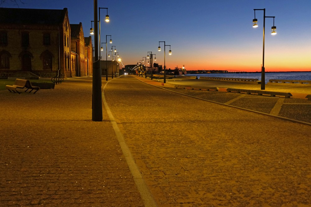 Renovated Ostas Street promenade In Night