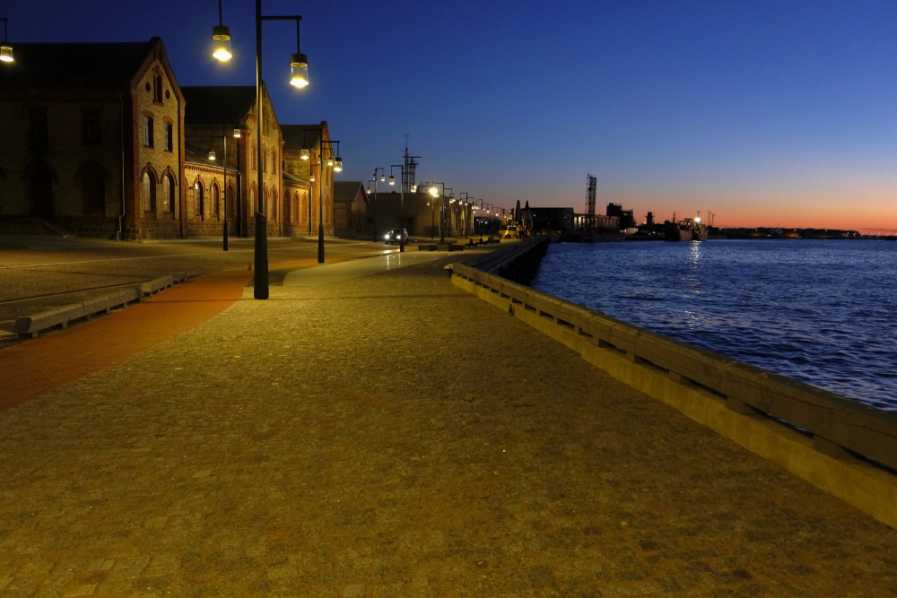 Renovated Ostas Street promenade In Night