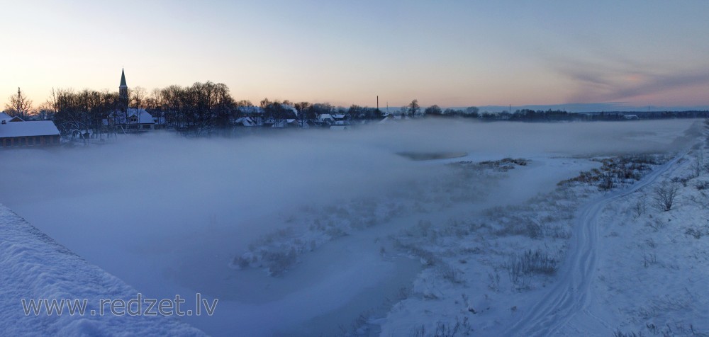 Winter panorama of river Venta, Latvia