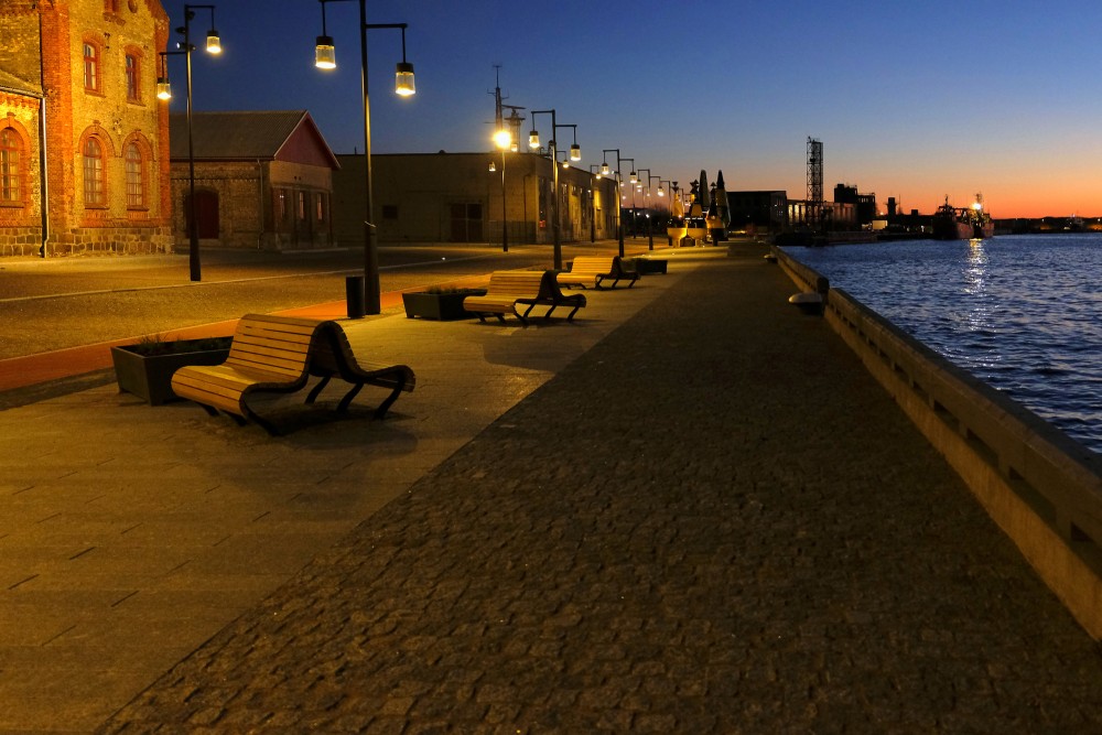 Renovated Ostas Street promenade In Night