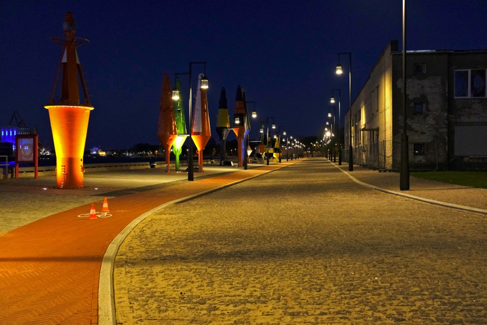 Renovated Ostas Street promenade In Night