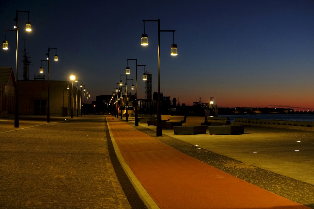 Renovated Ostas Street promenade In Night