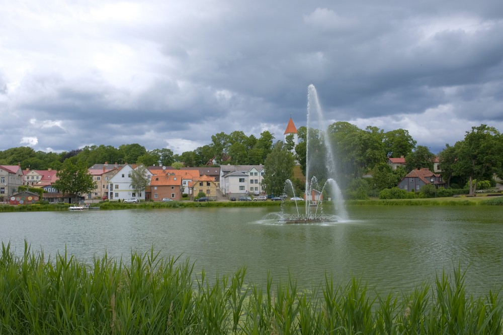 Fountain in Lake Talsi, Talsi City Landscape