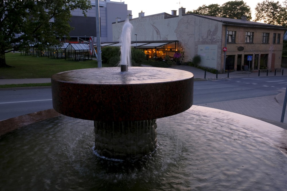 Valmiera Town Hall Square Fountain at Night