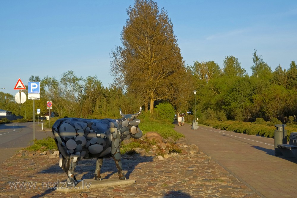 Sculpture "Stone Cow" in Ventspils, Latvia